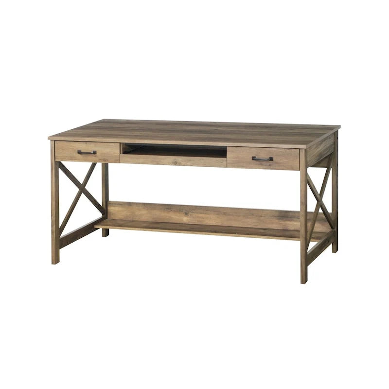 Scrivania moderna stile farmhouse da 59.5 con due cassetti