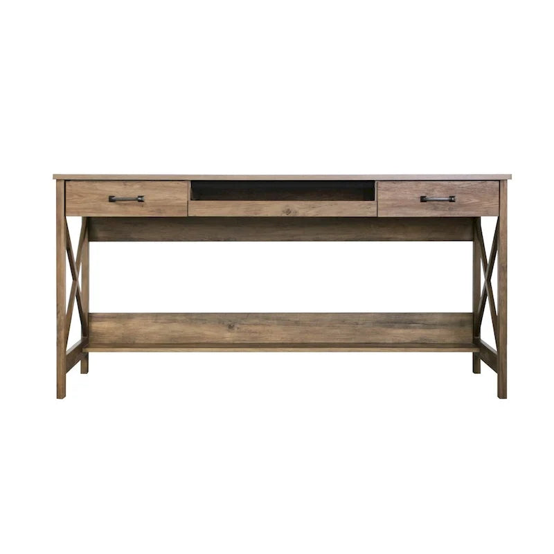 Scrivania moderna stile farmhouse da 59.5 con due cassetti