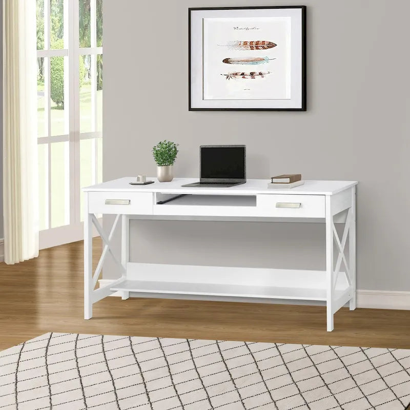Scrivania moderna stile farmhouse da 59.5 con due cassetti
