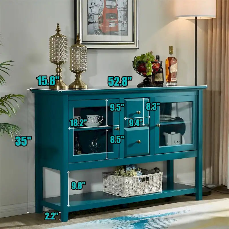 Madia contenitore da 52 con ripiani regolabili, mobile buffet