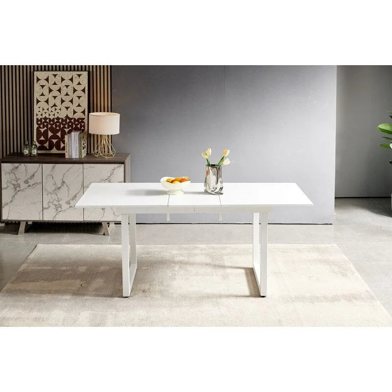 Tavolo da pranzo quadrato allungabile da 70.86W con gamba in metallo