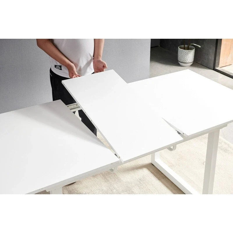 Tavolo da pranzo quadrato allungabile da 70.86W con gamba in metallo